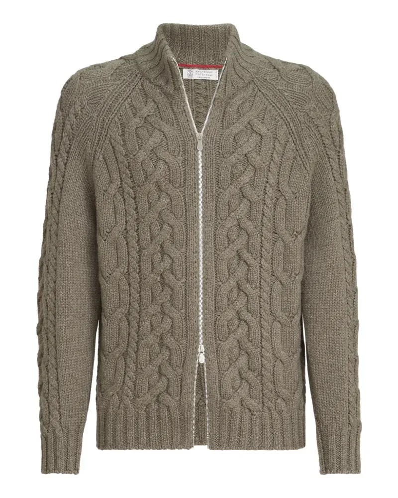 Brunello Cucinelli Strickjacke aus Kaschmir mit Reißverschluss - Grün Grün