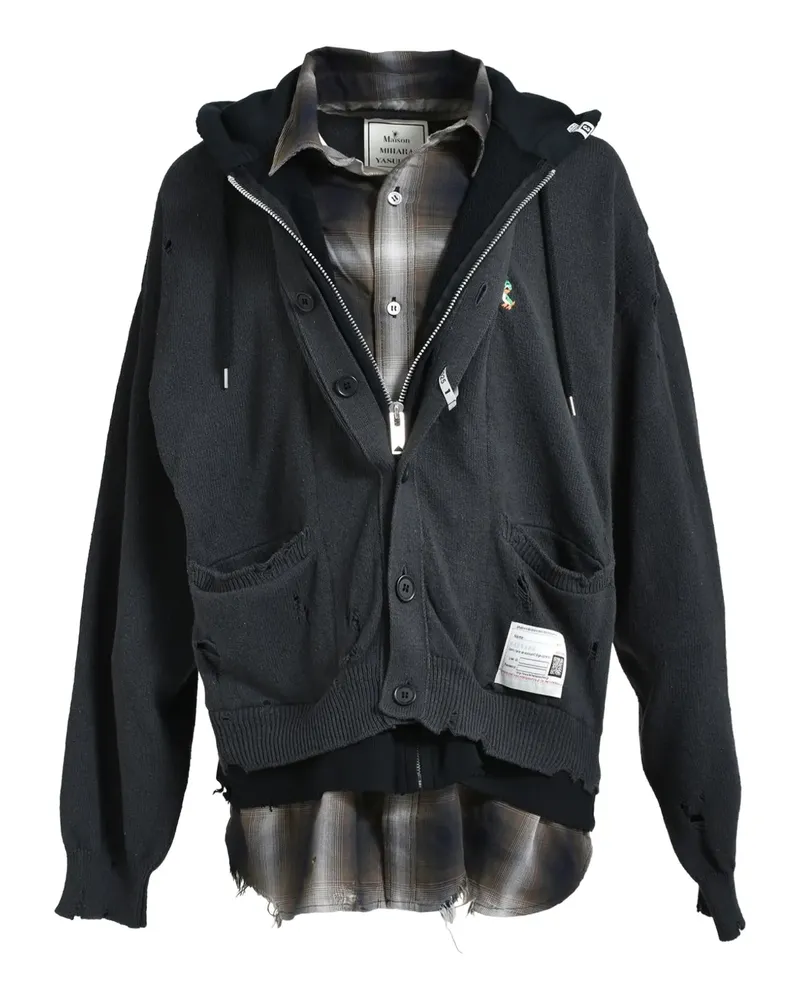 MIHARAYASUHIRO Kapuzenjacke im Distressed-Look - Schwarz Schwarz