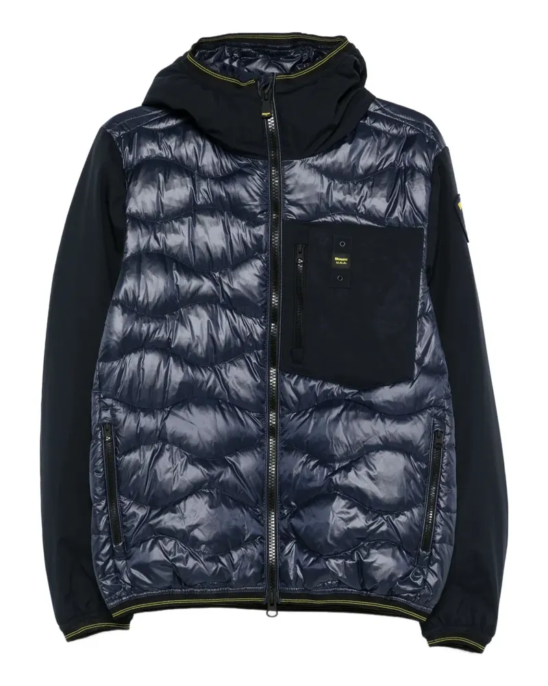 Blauer Gesteppte Kapuzenjacke Blau