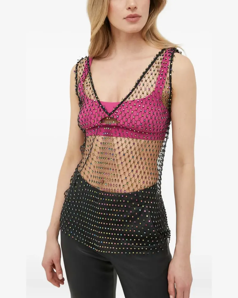 Patrizia Pepe beaded net top - Schwarz Schwarz