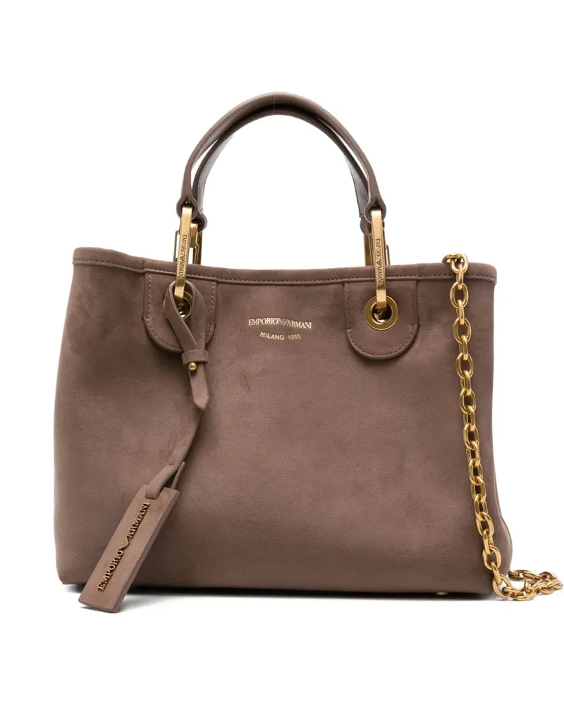 Emporio Armani Doppelhenkel-Tote Bag mit Kettenriemen - Nude Nude