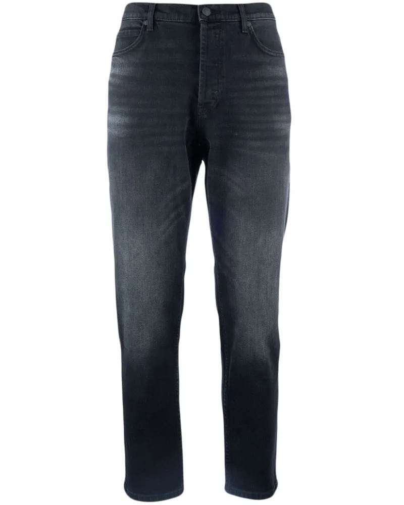 HUGO BOSS Tapered-Jeans mit Logo-Patch - Schwarz Schwarz