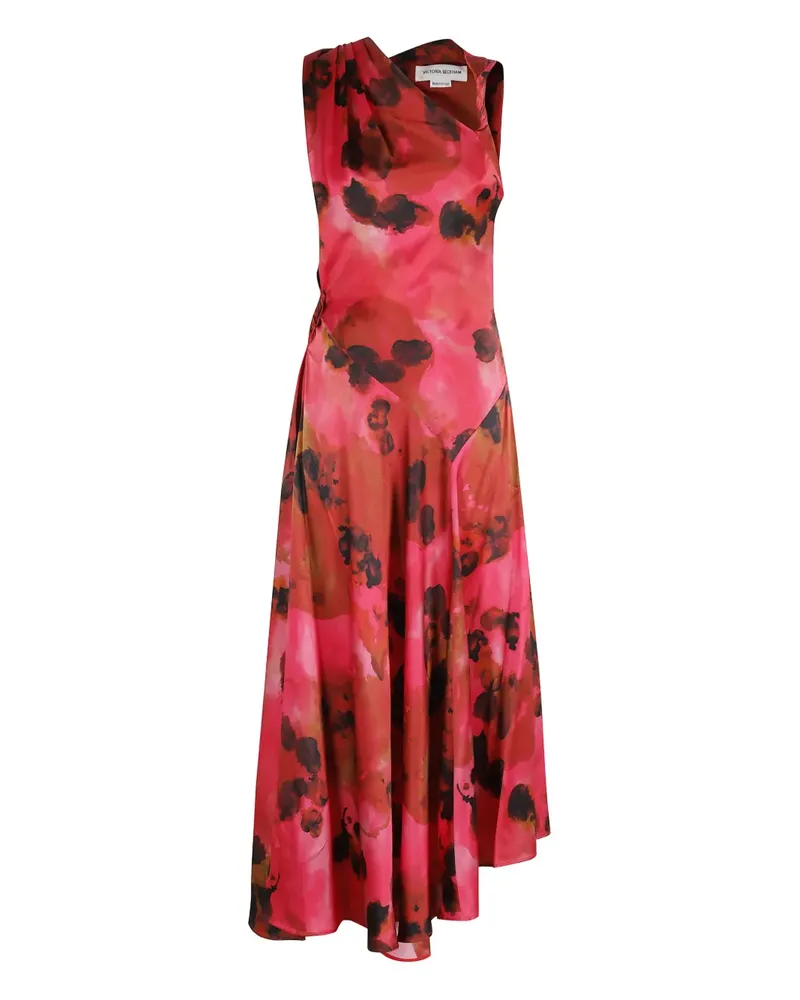 Victoria Beckham Asymmetrisches Kleid mt Blumen-Print - Rot Rot