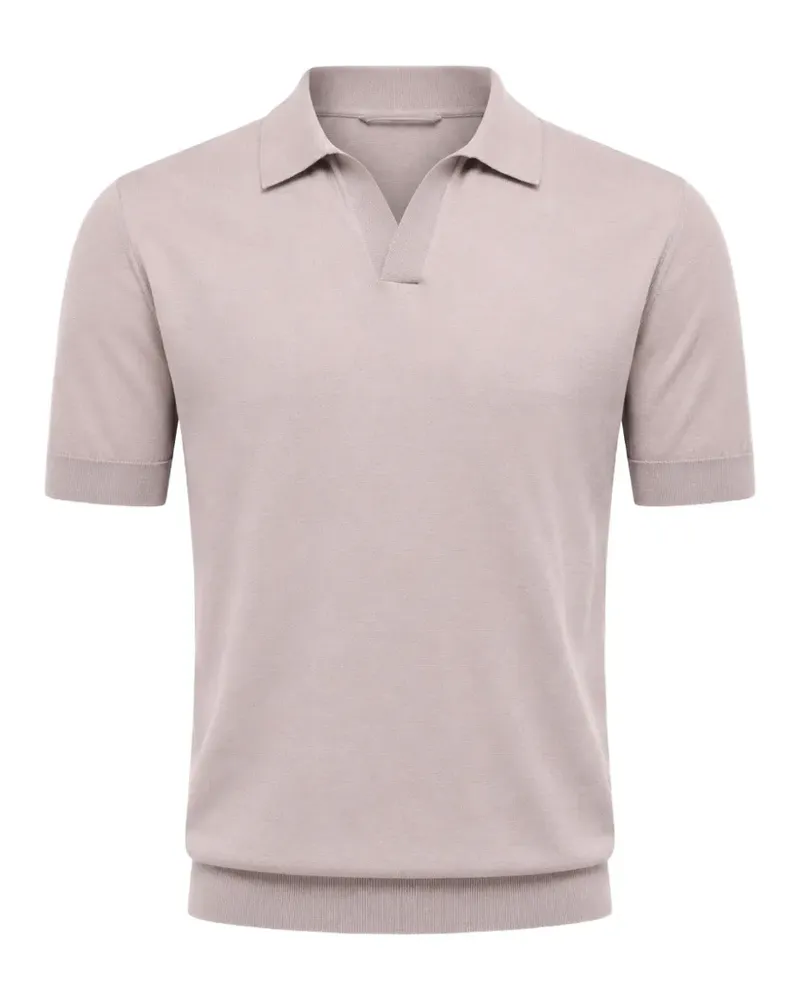 LARDINI T-Shirt mit V-Ausschnitt - Nude Nude
