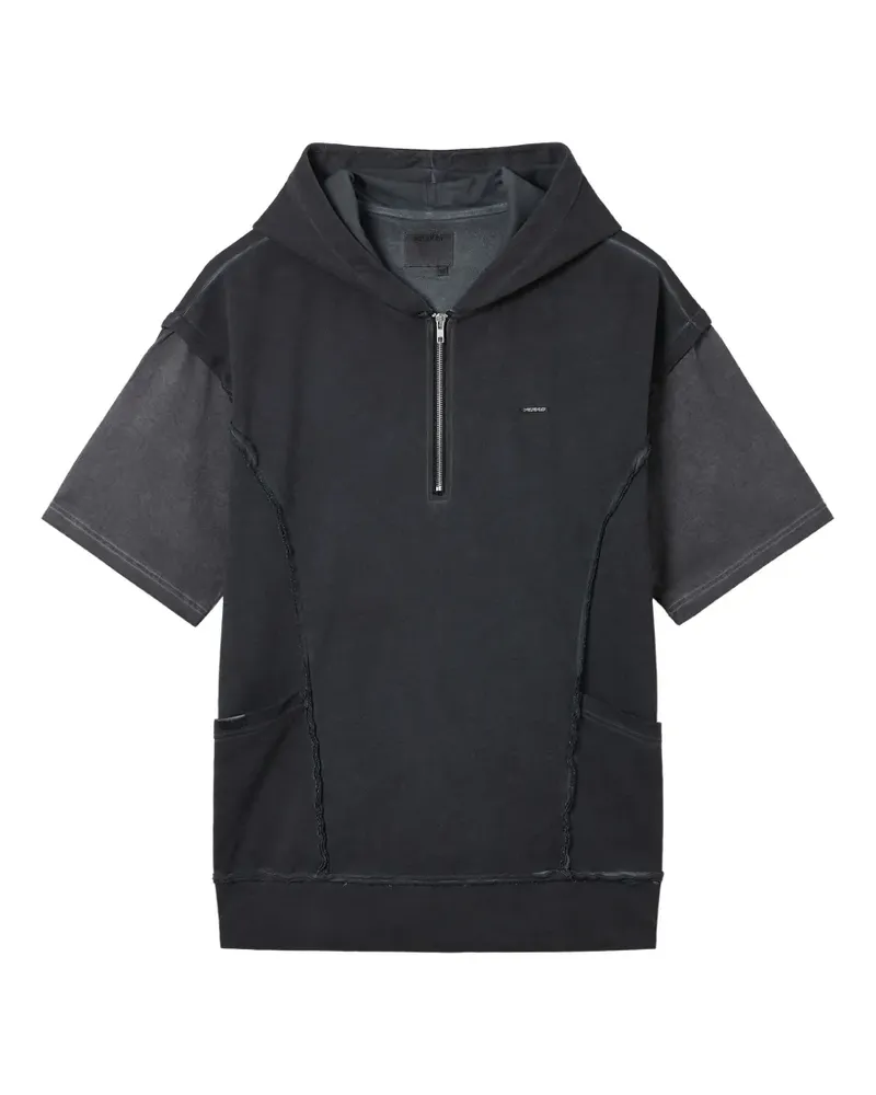 Musium Div. half-zip hooded T-shirt - Schwarz Schwarz