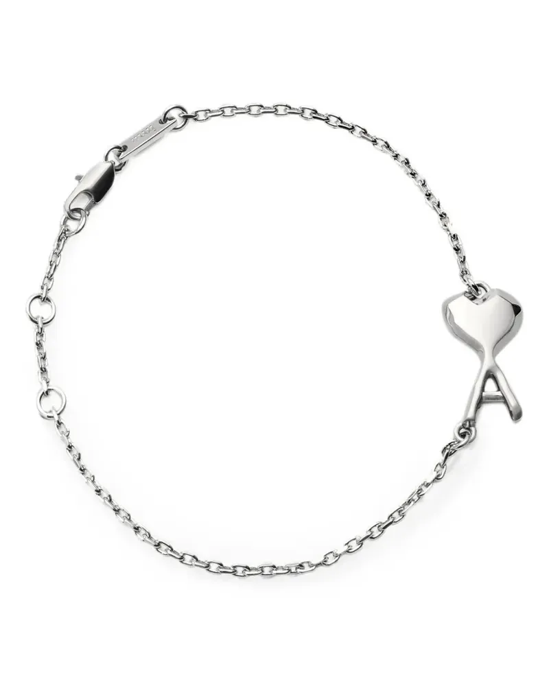 AMI Paris brass bracelet with hammered Ami de Coeur - Silber Silber