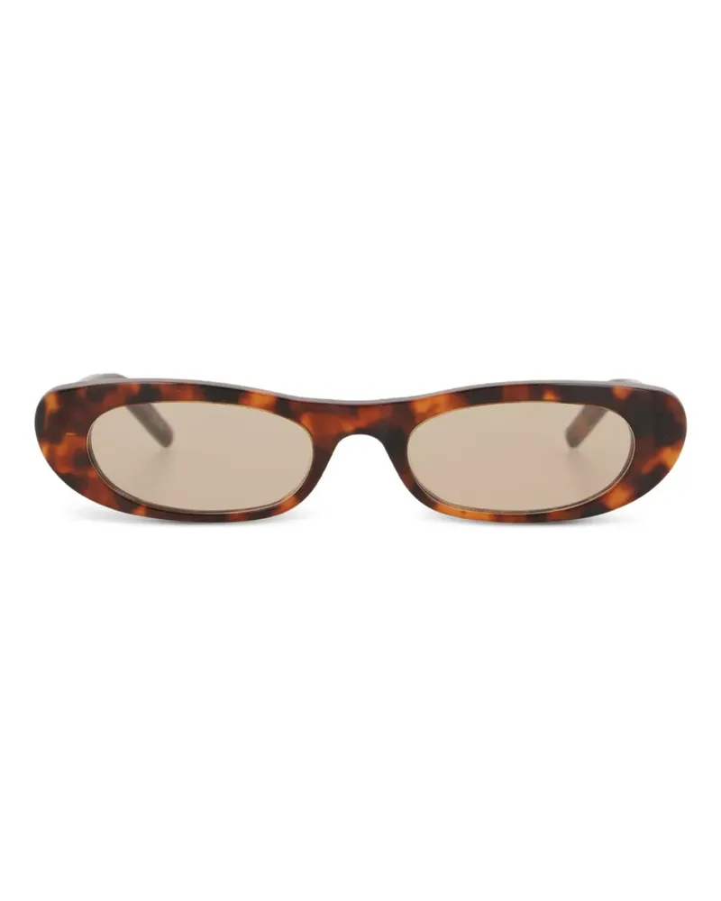 Saint Laurent Ovale Sonnenbrille in Schildpattoptik - Braun Braun