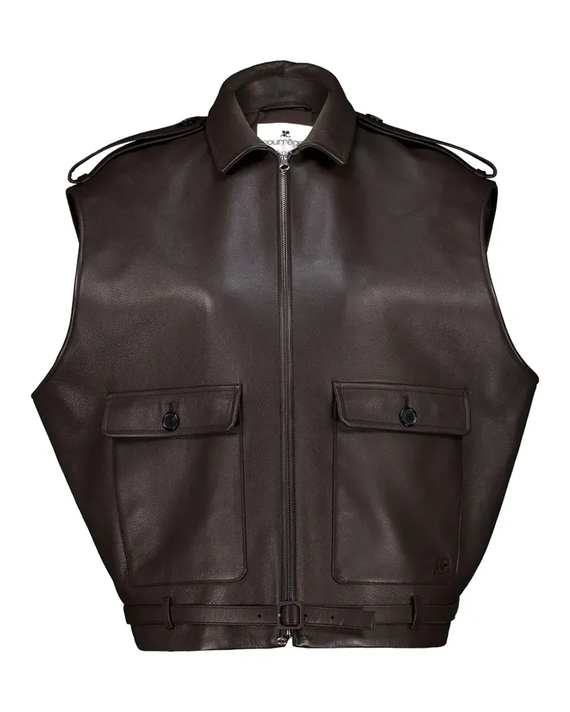 Courrèges front-zip belted gilet - Braun Braun