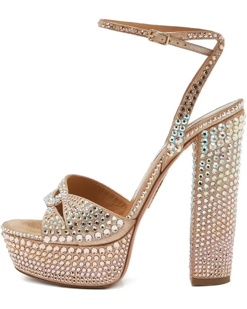 Aquazzura Pre-owned Plateau-Sandalen mit Kristallen 150mm - Nude Nude