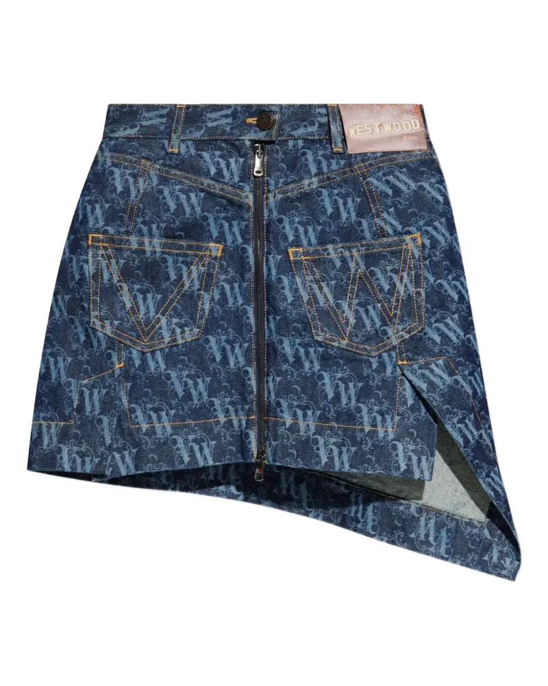 Vivienne Westwood Asymmetrischer Minirock mit Logo - Blau Blau