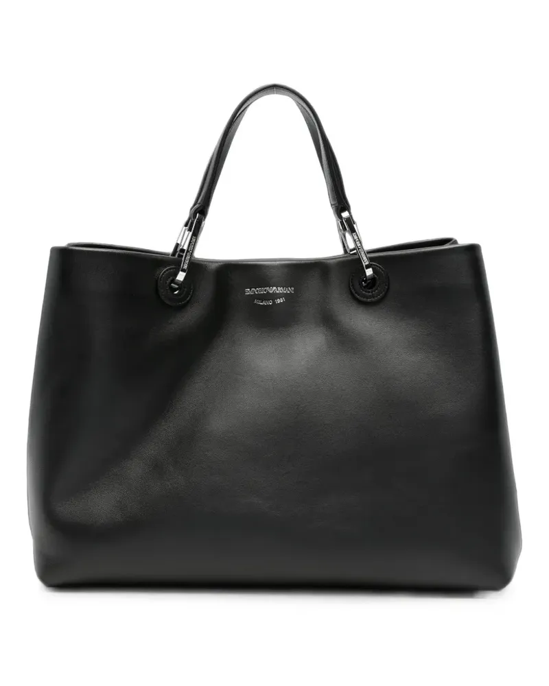 Emporio Armani Shopper mit Logo-Stempel - Schwarz Schwarz