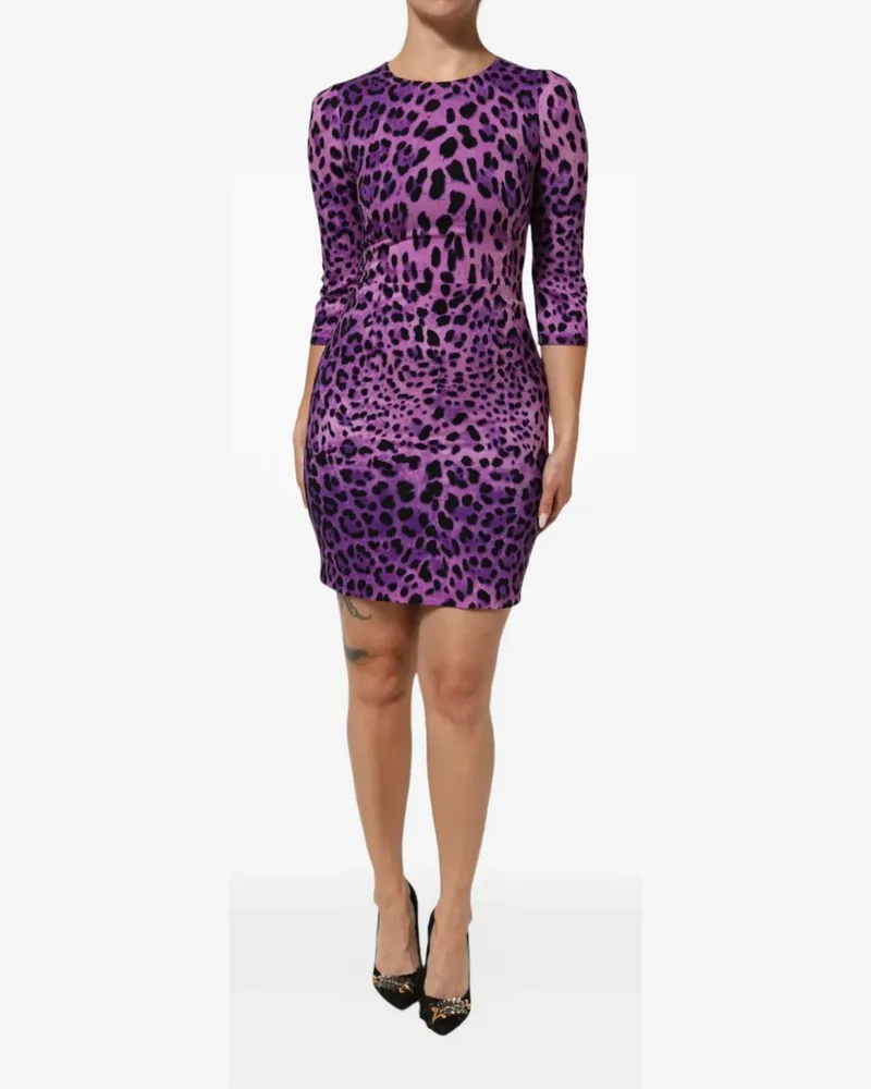 Dolce & Gabbana Enges Kleid mit Leopardenprint - Violett Violett