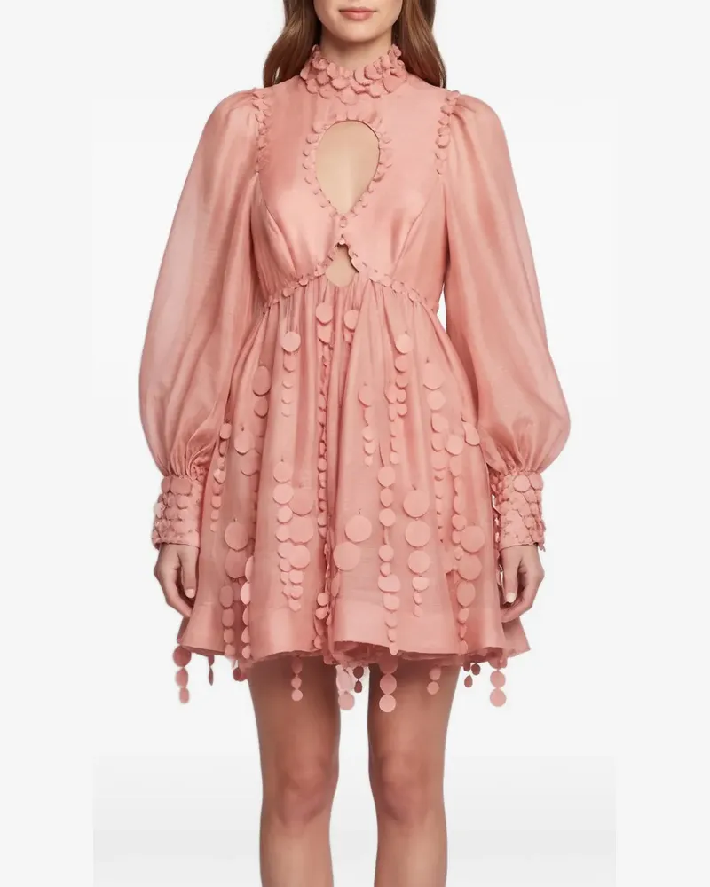 Zimmermann Minikleid mit Verzierung - Rosa Rosa