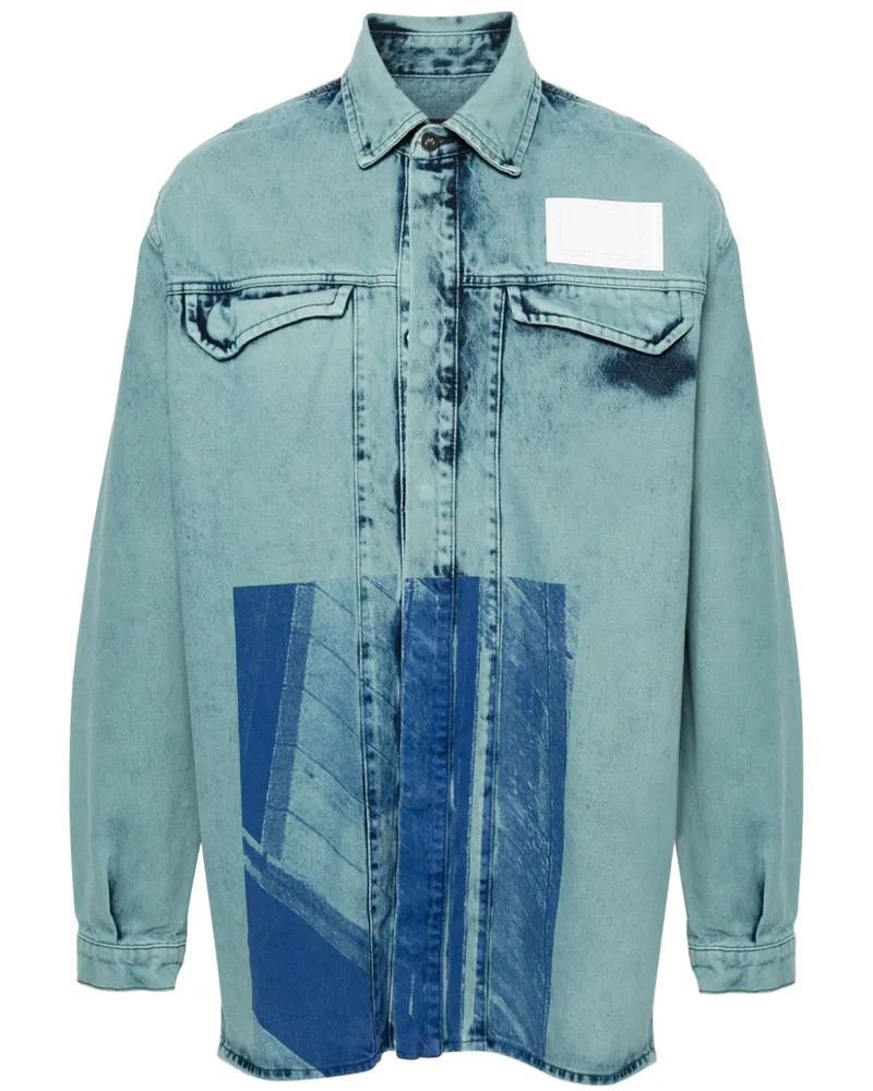ACW* Jeanshemd mit abstraktem Print - Blau Blau
