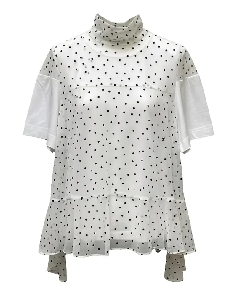 Sacai Gerüschtes Hemd mit Polka Dots - Weiß Weiß