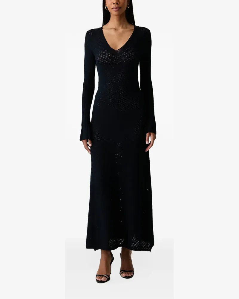 Twin-Set Vielseitig tragbares langes Strickkleid - Blau Blau