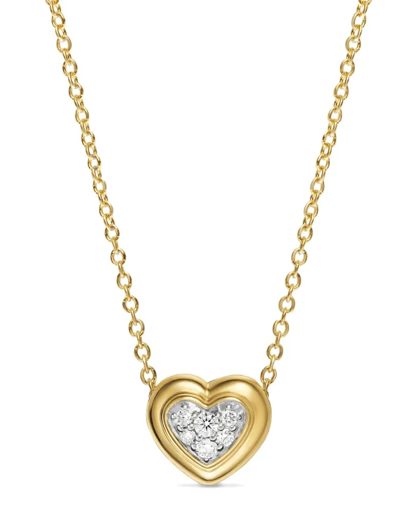 David Yurman 18kt Puffy Heart Gelbgoldhalskette mit Diamant Gold