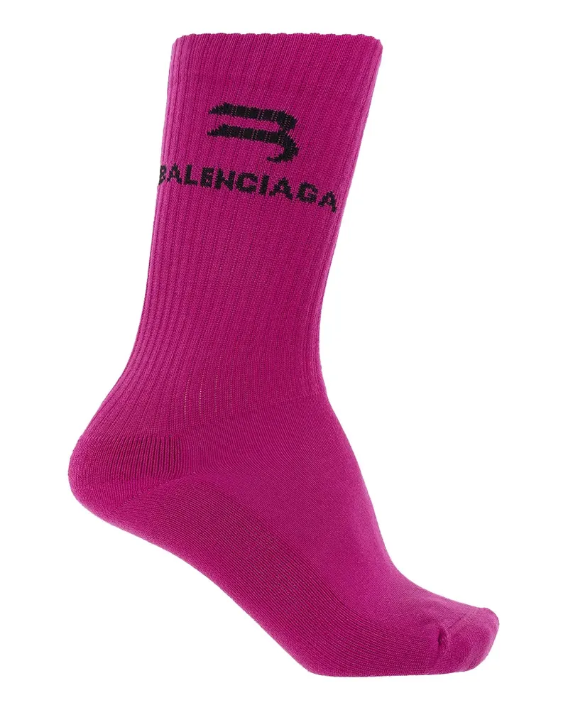 Balenciaga Gerippte Socken mit Logo - Rosa Rosa