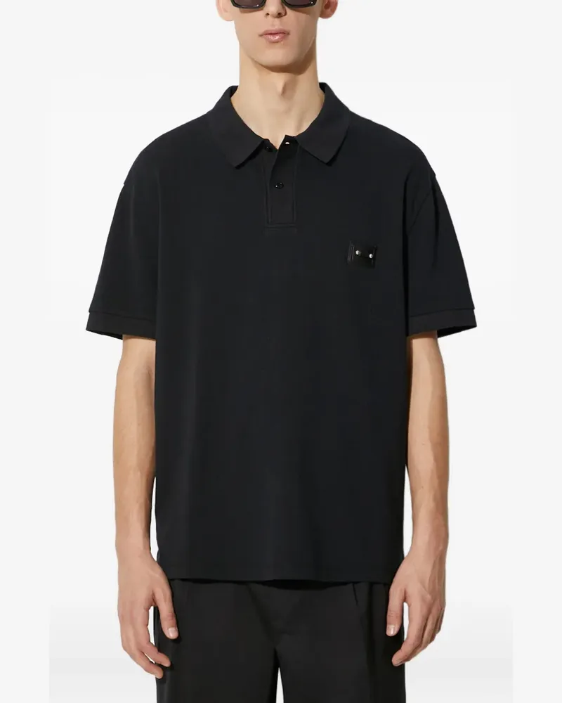 Neil Barrett tonal-appliqué short-sleeve polo shirt - Schwarz Schwarz