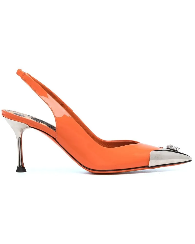 Philipp Plein Decollete Pumps mit Kristallen - Orange Orange