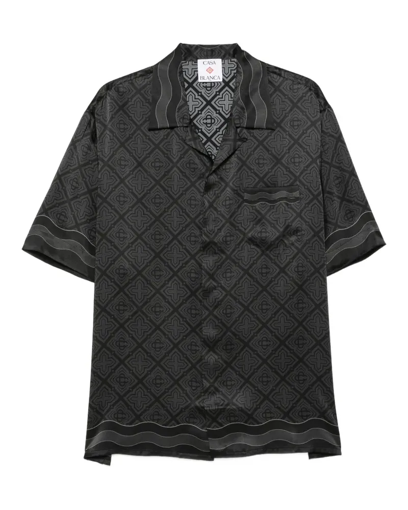 Casablanca Paris Radiating Monogram Seidenhemd - Schwarz Schwarz