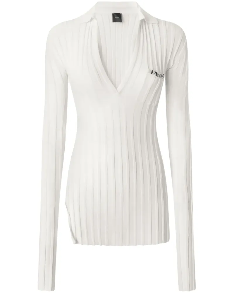 Pinko Geripptes Strickoberteil - Weiß Weiß