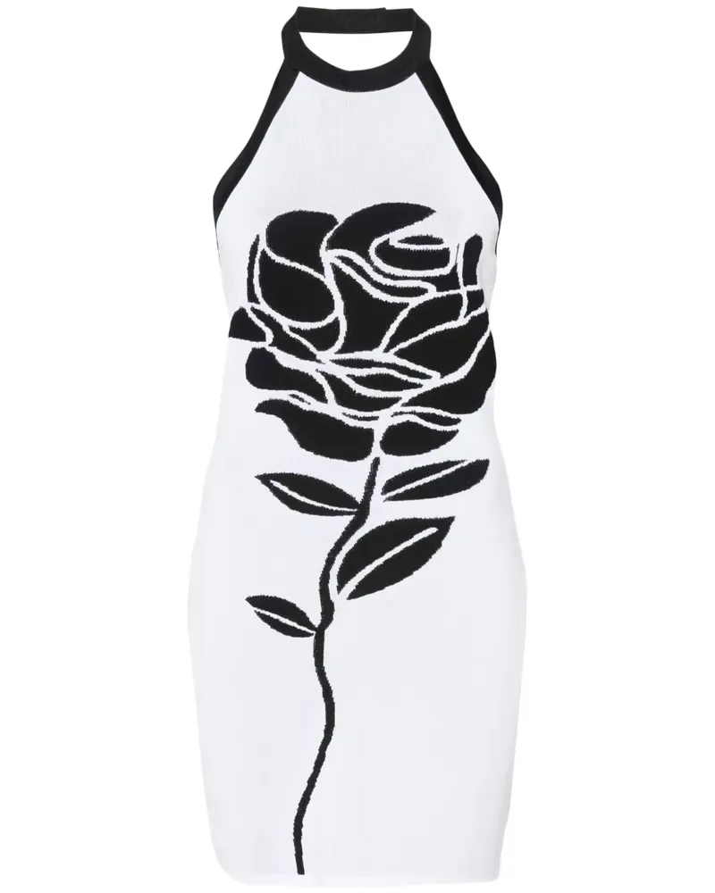 Balmain Neckholder-Minikleid mit Rosen-Intarsien - Schwarz Schwarz