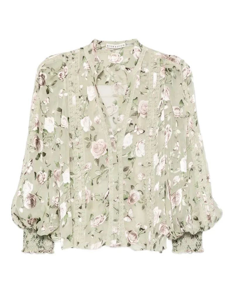 Alice + Olivia Arlette Bluse mit Blumen-Print - Grün Grün