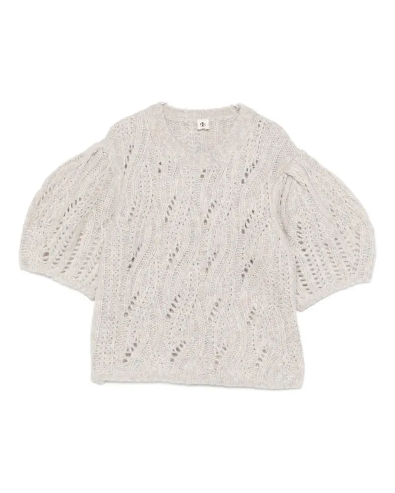 The Garment open-knit puff-sleeve top - 619 TAUTE MELANGE 619