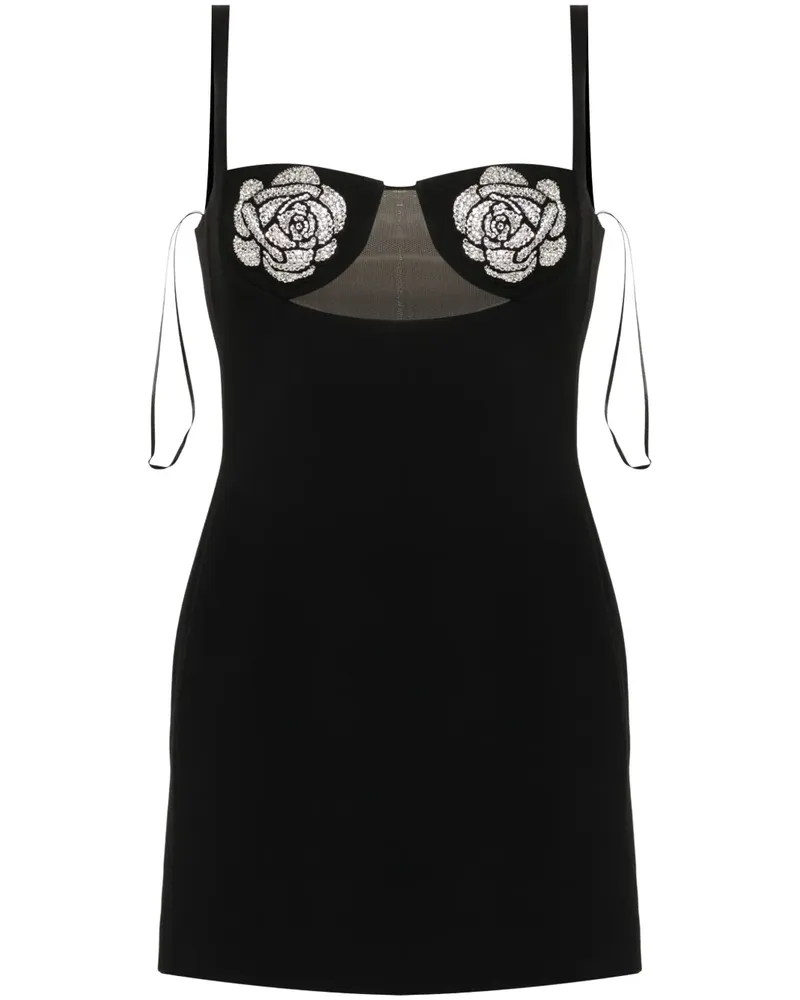 David Koma Minikleid mit Blumenapplikation - Schwarz Schwarz