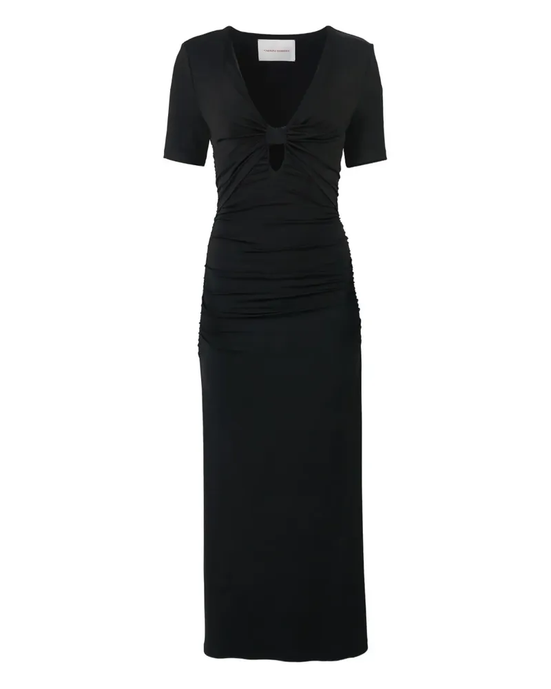 Carolina Herrera New York ruched V-neck midi dress - Schwarz Schwarz