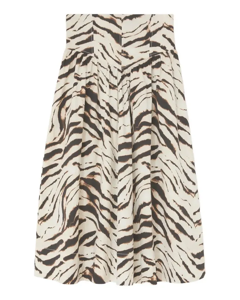 Ganni zebra-print gathered maxi skirt - Nude Nude