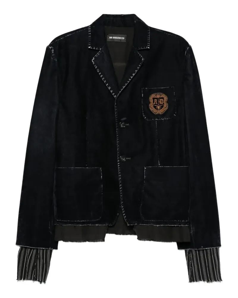 Ann Demeulemeester logo-patch layered jacket - Blau Blau