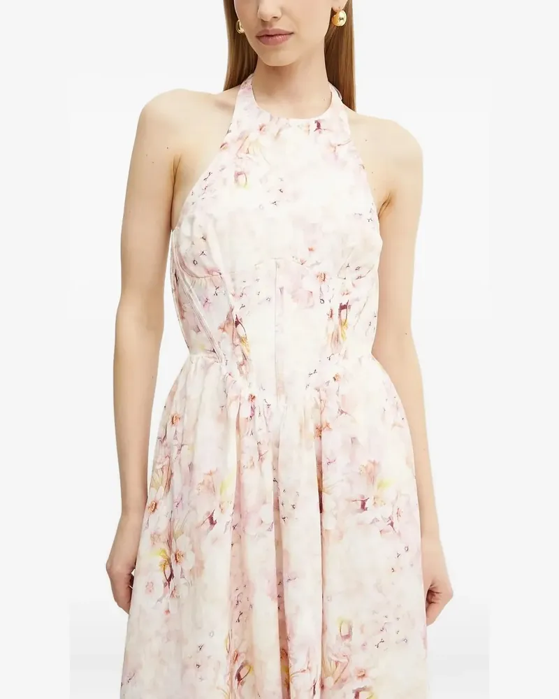 Bardot Midikleid mit Blumen-Print - Rosa Rosa