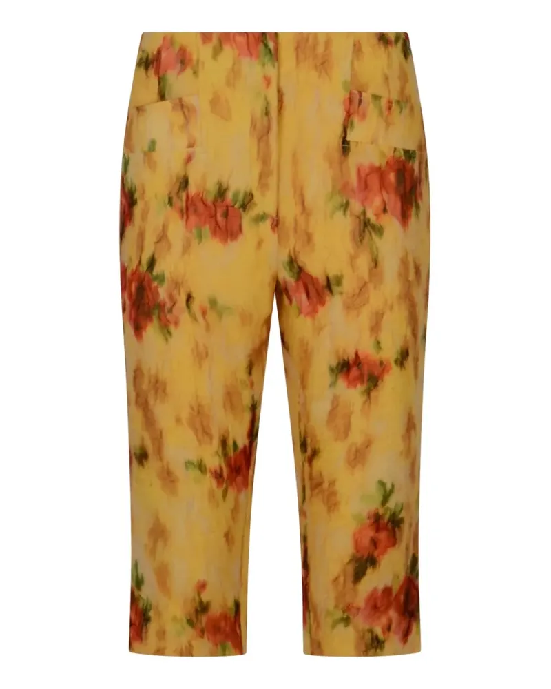 Ganni floral-print capri trousers - Gelb Gelb