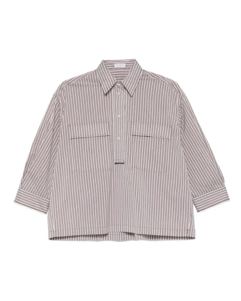 Brunello Cucinelli striped pocket blouse - Rot Rot