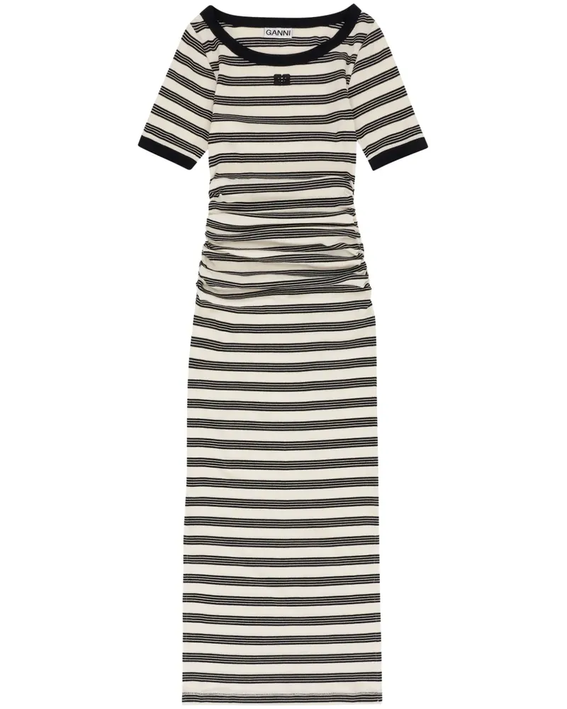 Ganni Gestreiftes T-Shirtkleid - Schwarz Schwarz