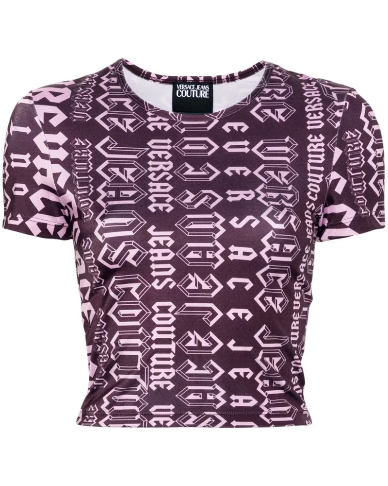 Versace Jeans Logomania Cropped-T-Shirt Violett