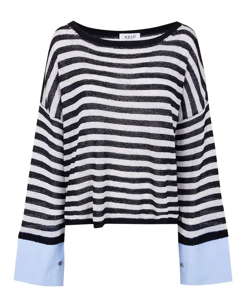 Aviù Gestreifter Pullover - Schwarz Schwarz