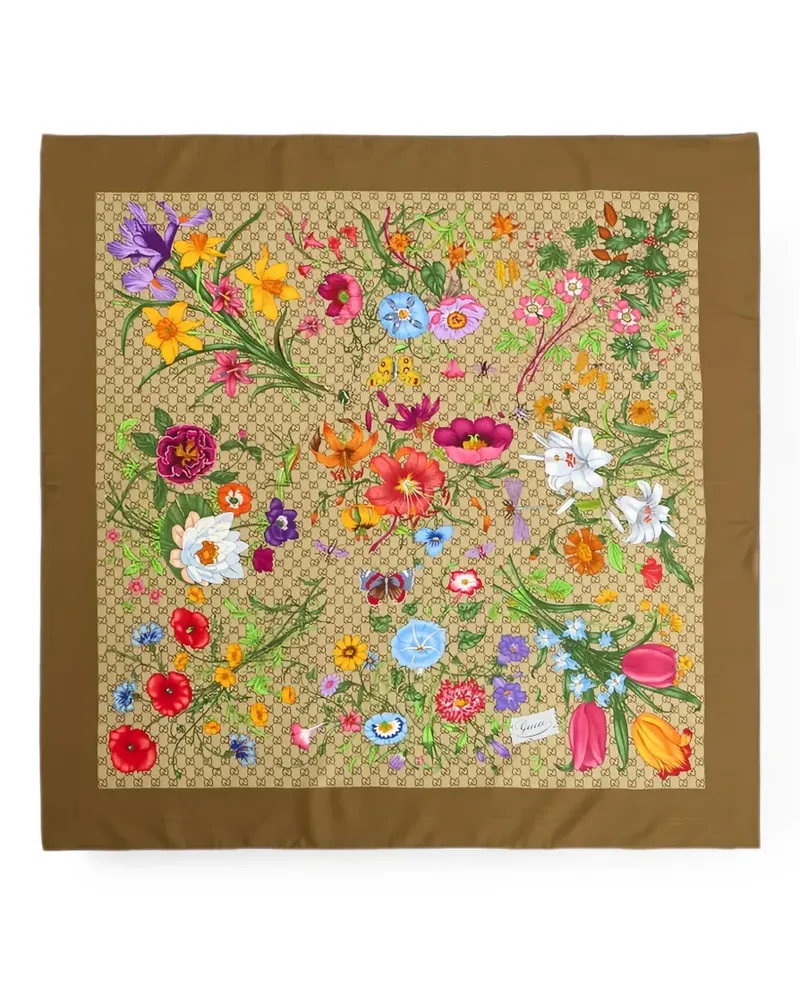 Gucci printed GG wool silk shawl - Nude Nude