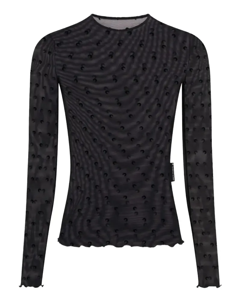 Marine Serre All-Over Moon mesh top - Schwarz Schwarz