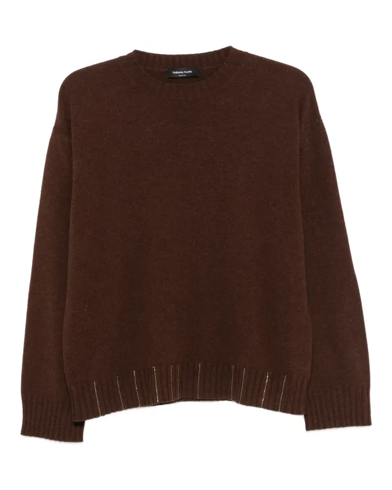 Fabiana Filippi monili-chain ribbed-trim sweater - Braun Braun