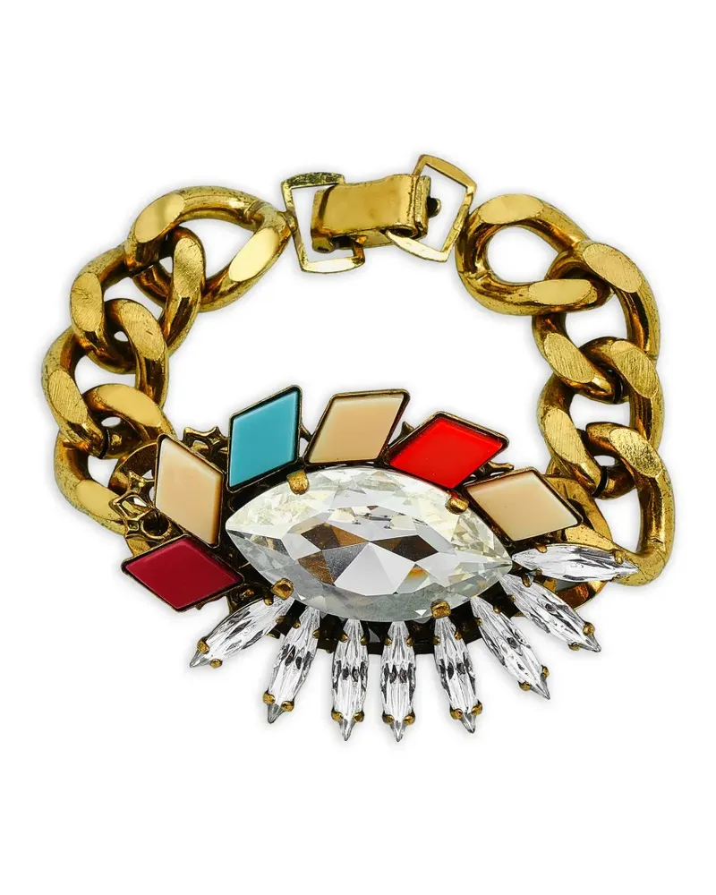 Anton Heunis garnet-embellished curb-link bracelet - Gold Gold