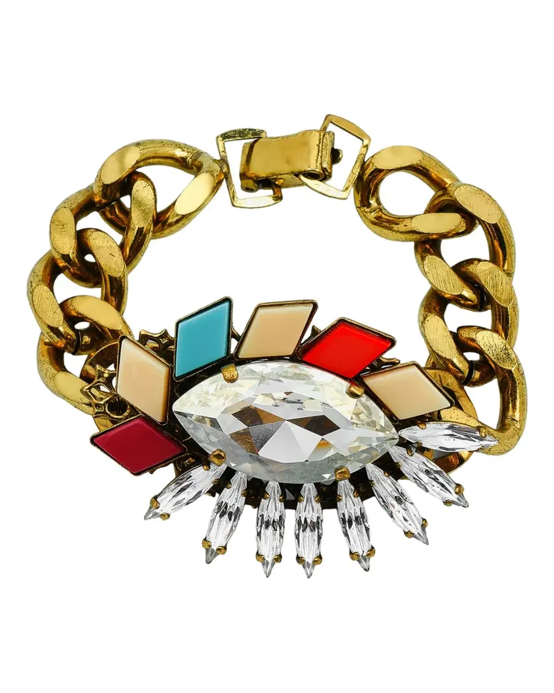 Anton Heunis garnet-embellished curb-link bracelet - Gold Gold