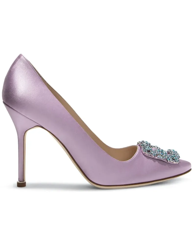 Manolo Blahnik Hangisi Pumps aus Satin 105mm - Rosa Rosa