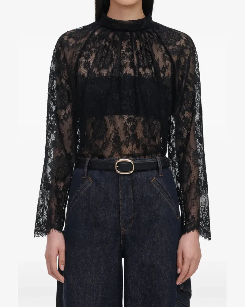 Self-Portrait Bluse aus Spitze - Schwarz Schwarz