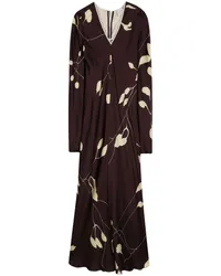 ALYSI Maxikleid mit Blatt-Print Rot