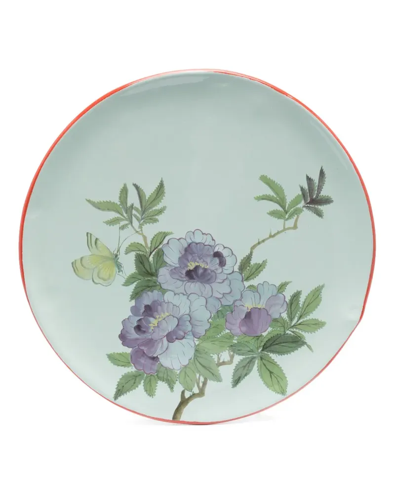 Pierre-Louis Mascia Tablett mit Blumendetail (41cm) - Blau Blau