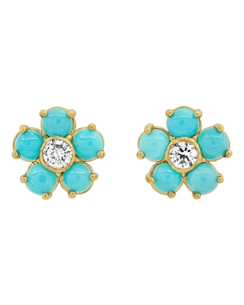 Jennifer Meyer 18kt Gelbgoldohrring mit Diamant und Türkis Gold