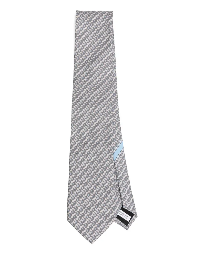 Ferragamo Seidenkrawatte mit Elefanten-Print - Grau Grau
